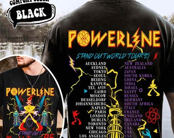 Camiseta de la gira Powerline de dos caras, camiseta retro de la película Goofy de Disney, camiseta del concierto Powerline, camiseta de Max Goofy, camiseta vintage de Disney