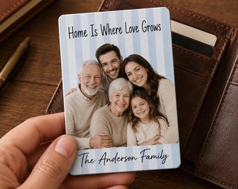 Custom Striped Photo Family Metal Wallet Card, Family Keepsake Gift, Personalised Photo Wallet Insert Card, Christmas Gift