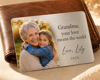 Personalized Grandparent Metal Wallet Card, Custom Grandkids Photo Keepsake, Grandma Grandpa Gift From Grandchildren   (2)
