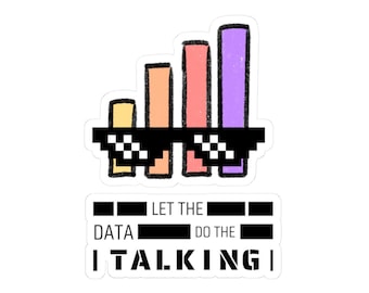 Data Bar Chart with Sunglasses Kiss-Cut Sticker | Analytics Sticker