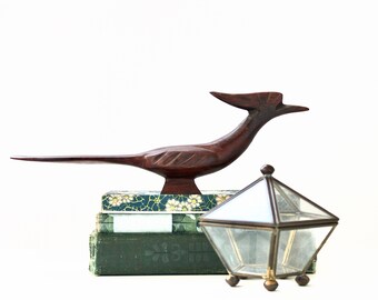 Vintage Ironwood Roadrunner - Mid Century Bird Figurine - Vintage Bird - Vintage Home Decor - MCM Carved Roadrunner - Vintage Figurine