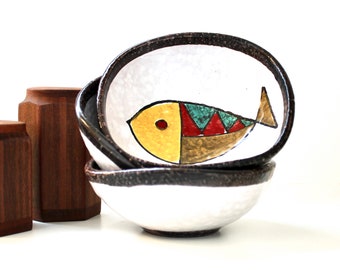 Vintage Mid Century Fish Lava Bowls - Vintage Art Pottery Italy - Vintage Ceramic Bowls Italy - Mod Century Home - Vintage Dining - MCM