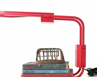 Vintage George Kovacs Red Desk Lamp - Post Modern Kovacs Lamp - Vintage Industrial Desk Lamp - Vintage Red Desk Lamp - Vintage Office