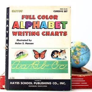 Vintage 1968 Hayes School Publishing Cursive Alphabet Cards and Numbers - Vintage Classroom - Vintage Alphabet - Vintage Flashcards - School