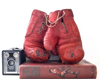 Vintage Sheepskin Boxing Gloves - Vintage Boxing Gloves - Vintage Keyston Gloves - Vintage Sports - Vintage Boxing - Vintage Man Cave