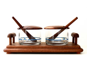 Vintage Mid Century Teak Condiment Holder - Vintage Danish Modern Teak Serving Set - Vintage Home - Vintage Serving Set - Vintage Kitchen