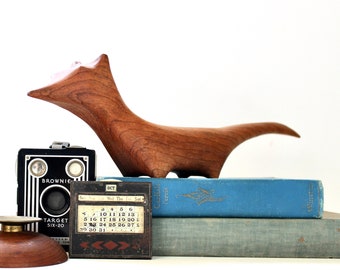 Vintage Wooden Fox - Vintage Hand Carved Fox - Mid Century Fox - Vintage Home Decor - Vintage Animal - Vintage Woodland Animal - Wooden Fox