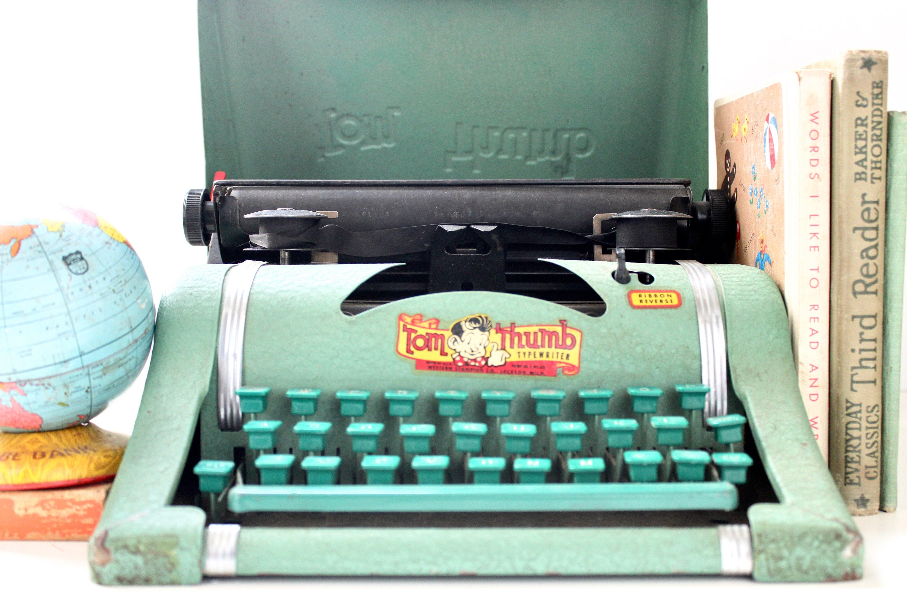 Vintage Tom Thumb Typewriter Vintage Toy Vintage Metal Typewriter Vintage  Home Decor Vintage Industrial Vintage Green Typewriter 