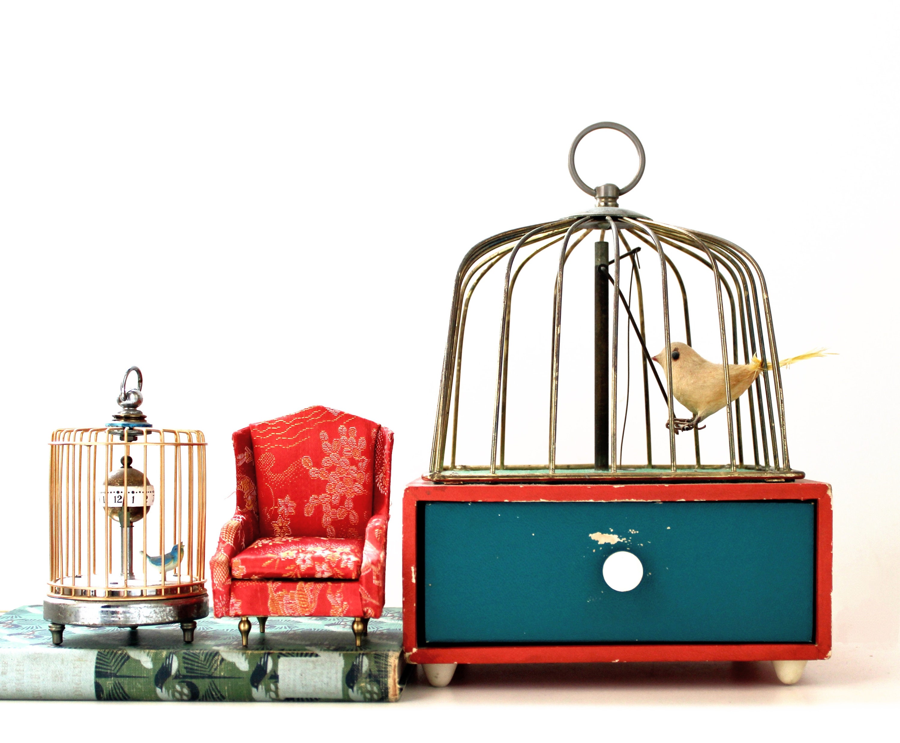 Antique French Singing Mechanical Bird in Cage Bontems - Ruby Lane