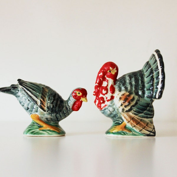 Gobble verschlingen - Vintage Keramik Puten - Made in Japan - grün - rot - Farm - rustikal - Thanksgiving - Ernte - Herbst - Herbst - Vogel