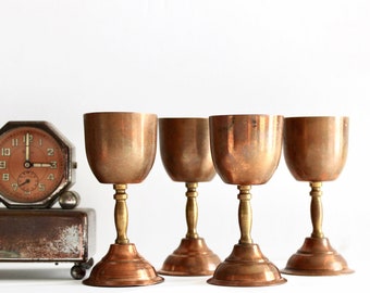 Vintage Copper Goblets - Vintage Miniatures - Vintage Home Decor - Vintage Barware - Vintage Goblets - Vintage Decor - Vintage Wedding