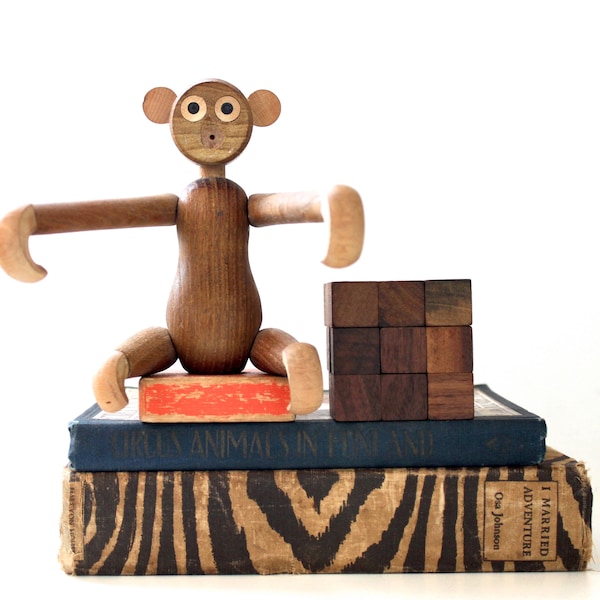 Mono Kay Bojesen vintage - Mono articulado de mediados de siglo - Animal de madera vintage - Mono vintage - Mono de mediados de siglo - Decoración vintage