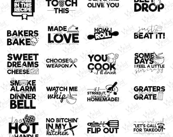 Cooking SVG Bundle: Kitchen Quotes & Utensils Clipart (Digital Download
