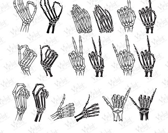 Mano de esqueleto PNG: Clipart de Halloween espeluznante (Descarga digital)