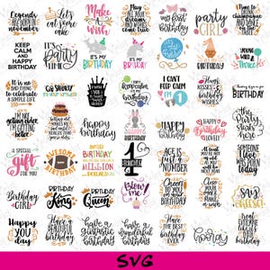 Verjaardagscitaten SVG PNG-bundel: grappige Cricut-ontwerpen (digitaal)
