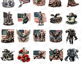 Patriotic Veteran PNG: 4th of July American Flag Design (Digital Download