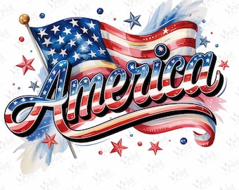 Patriotic America Shirt PNG: 4th of July USA Flag Design (Digital Download