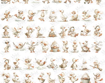 Silly Goose Clipart PNG Bundle: Funny Farm Animal Graphics (Digital Download