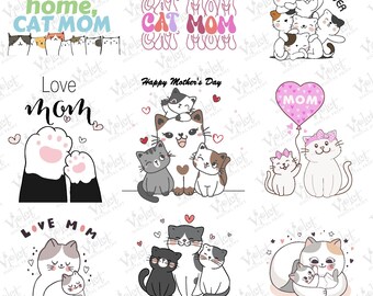 Cat Mom SVG, Mother's Day Kitty PNG (Digital Download)