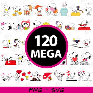 Megapaquete de Snoopy: Imágenes prediseñadas de Peanuts, diseños de dibujos animados vintage (descarga digital)