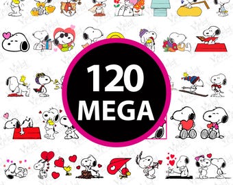 Megapaquete de Snoopy: Imágenes prediseñadas de Peanuts, diseños de dibujos animados vintage (descarga digital)