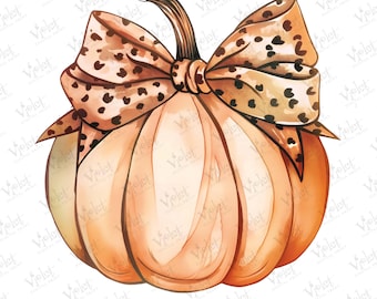 Citrouille à noeud léopard | Halloween PNG (téléchargement numérique)