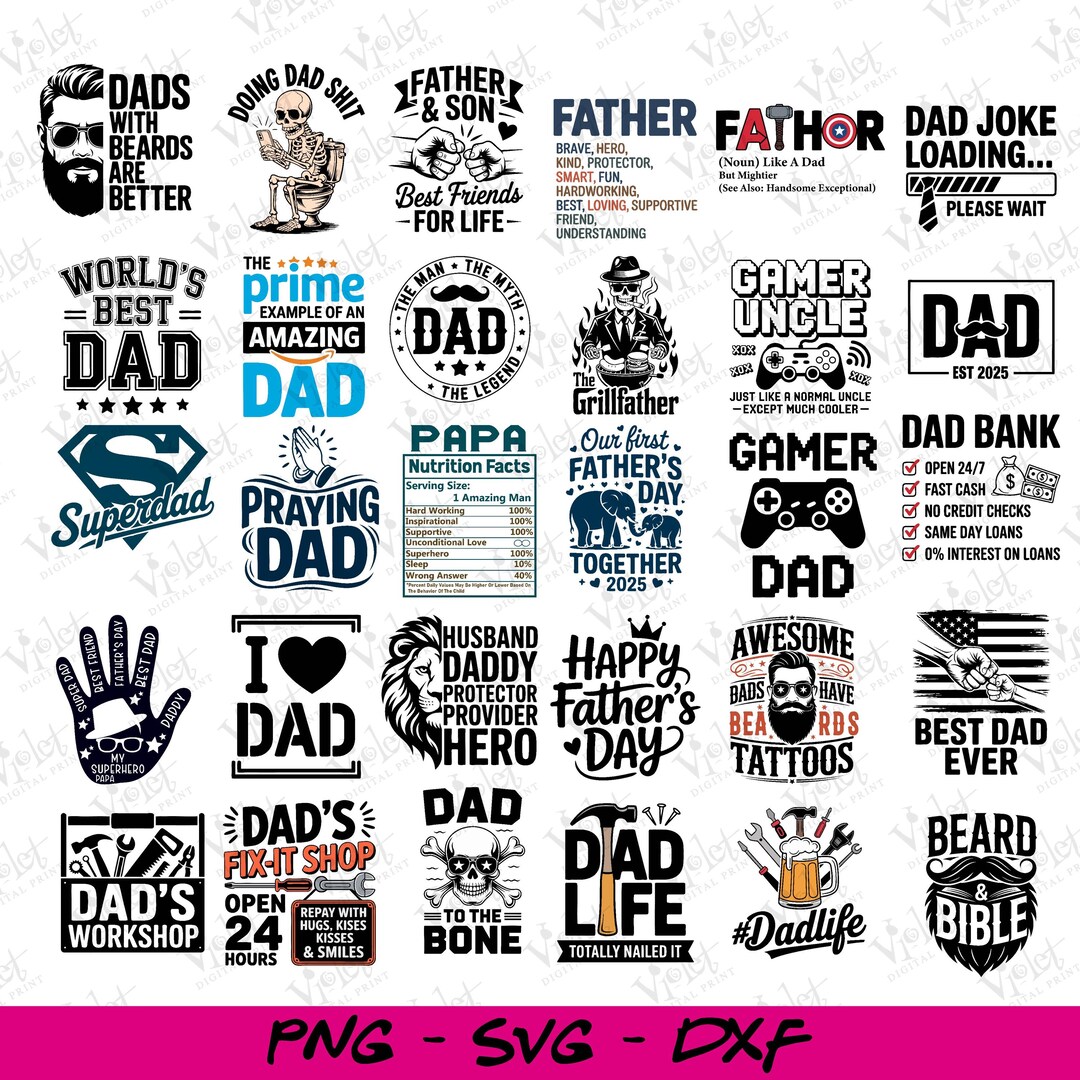 Funny Dad SVG Bundle | Father's Day T-shirt Designs (digital Download ...