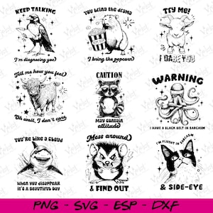 Funny Animal Quotes SVG Bundle: Sarcastic Clipart (Digital Download