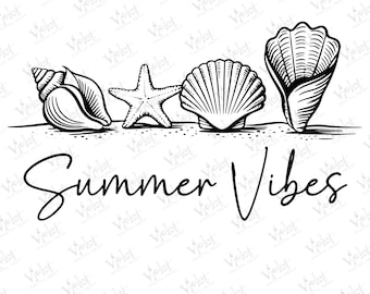 Seashell Summer Vibes SVG Bundle: Beach Coastal Cut Files (Digital Download)
