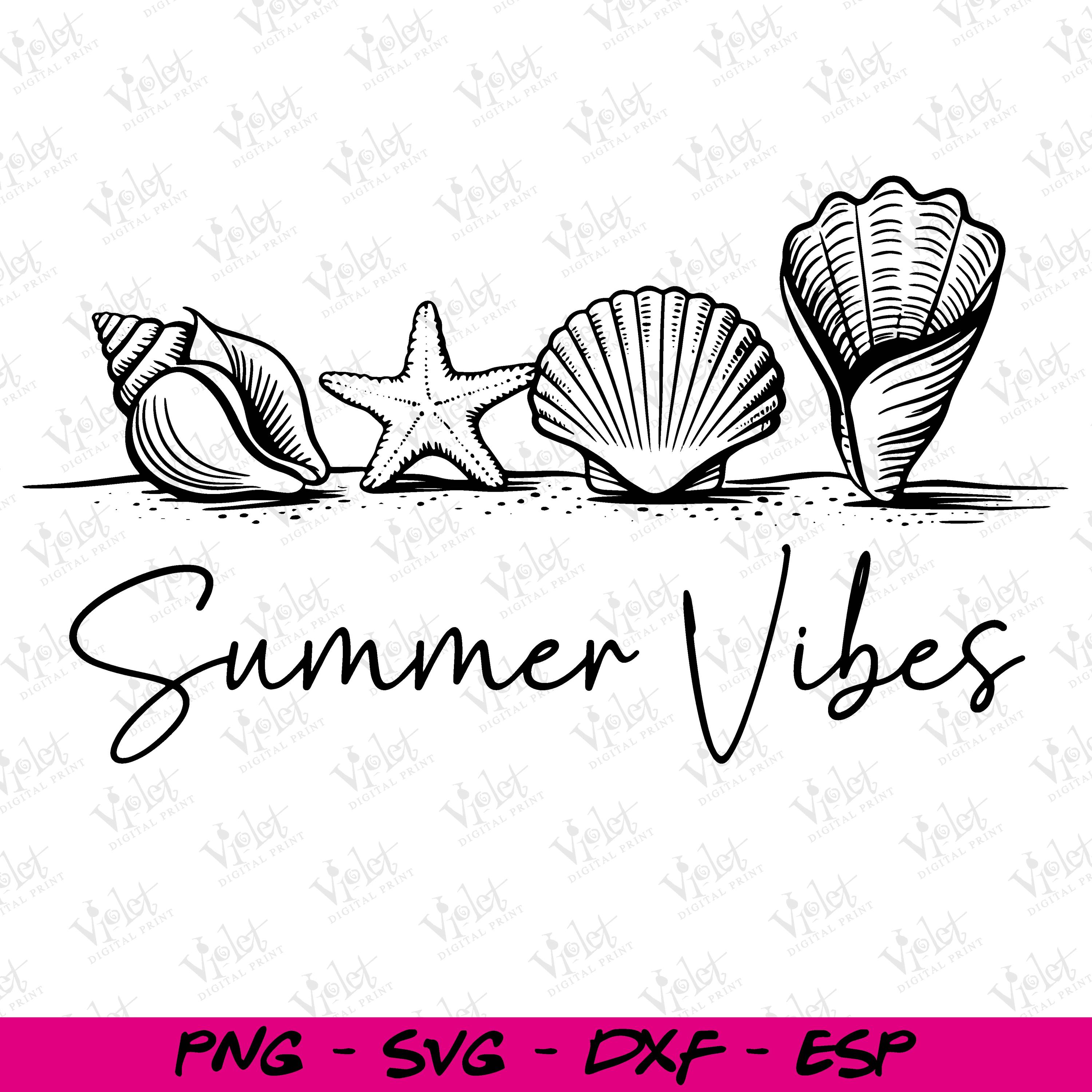 Seashell Summer Vibes SVG Bundle: Beach Coastal Cut Files (digital ...