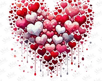 Valentinstag Herz Clipart PNG | Niedliche Herzen (Digital Download)