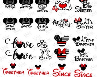 Mickey Minnie SVG Bundle | Disney Family Clipart (Digital Download)