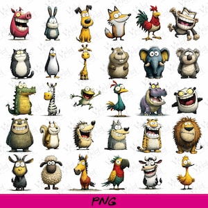 Funny Animal Sublimation Bundle | Quirky Animal PNG Clipart | Cute Cartoon Pets | Sublimation Designs for T-Shirts, Mugs, Stickers, Crafts