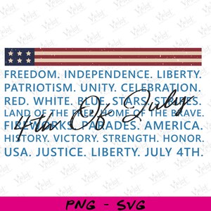 Patriotic 4th of July PNG Bundle: America Quotes, Red White Blue Lettering (Digital Download