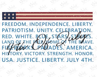 Patriotic 4th of July PNG Bundle: America Quotes, Red White Blue Lettering (Digital Download