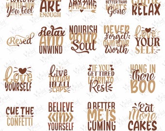Relax SVG Bundle: Therapeutic Quote, Self Care Designs (Digital Download)