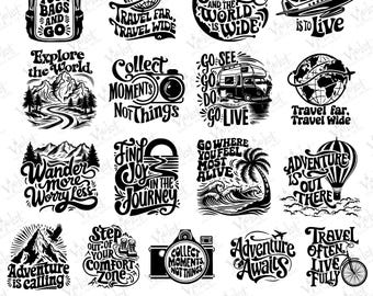 Travel SVG Bundle, Vacation Clipart (Digital Download)