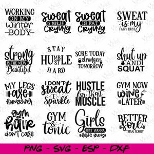 Gym Quotes SVG Bundle: Fitness Motivation Cut Files (Digital Download
