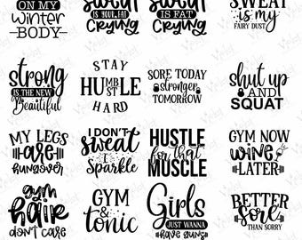 Gym Quotes SVG Bundle: Fitness Motivation Cut Files (Digital Download
