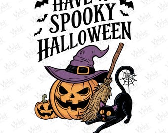 Spooky Halloween SVG PNG: Shirt Design Clipart (Digital Download