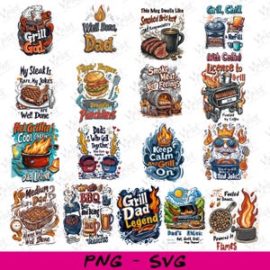 Grill Apron Bundle for Men, Funny BBQ Aprons SVG PNG, Father’s Day Gift for Dad, Grilling Quotes Bundle, Summer Bbq Cricut Designs Download