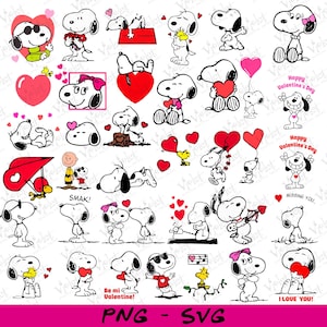 Retro Snoopy Clipart Bundle: Peanuts Cartoon SVG PNG Designs (Digital Download