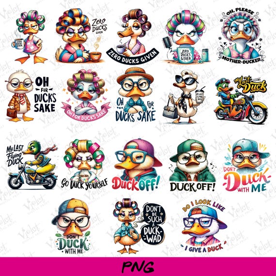 Funny Duck PNG Designs: Sarcastic Humor T-Shirt Graphics (Digital Download