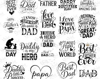 Retro Dad Quotes PNG Bundle, Father's Day Sublimation Designs (Digital)