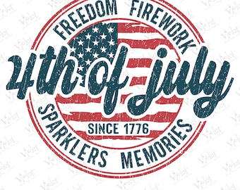 Retro 4th of July PNG: Patriotic USA Flag Design (Digital Download)