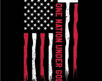 Patriotic Christian PNG SVG: One Nation Under God, USA Flag (Digital Download