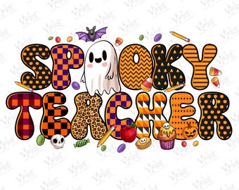 Insegnante spettrale di Halloween PNG: Clipart di zucca fantasma in classe (download digitale)