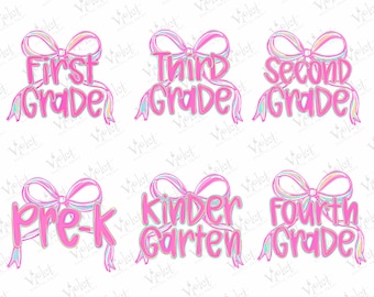 Coquette School PNG Bundle: Pink Bow Clipart, Girly Sublimation (Digital Download)