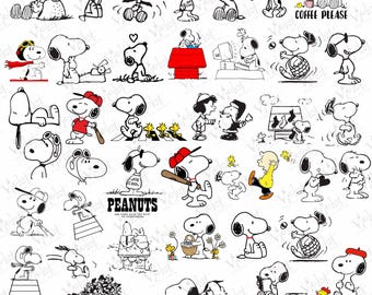 Snoopy SVG PNG Bundle, Peanuts Characters Clipart, Snoopy Halloween Christmas Birthday Cut Files, Cartoon Dog Digital Download Cricut