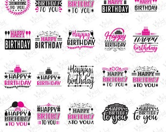 Happy Birthday SVG Bundle: Cake, Balloons, Party Designs (Digital Download)